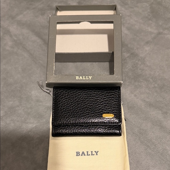 Bally Textured Black Card Holder with Gold Detail Made in Italy - Picture 9 of 10